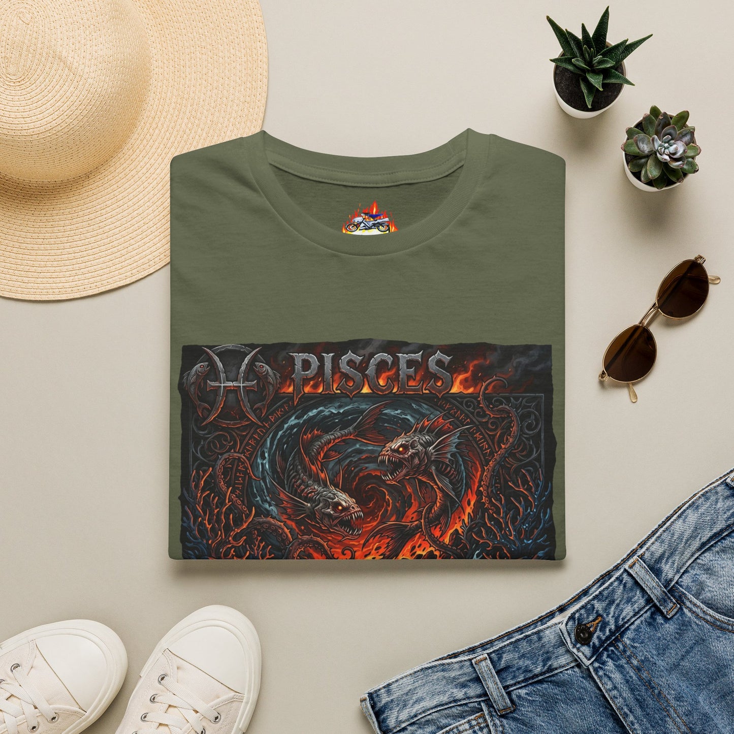 Pisces Zodiac T-Shirt — Fiery Demon Fish Astrological Graphic Tee