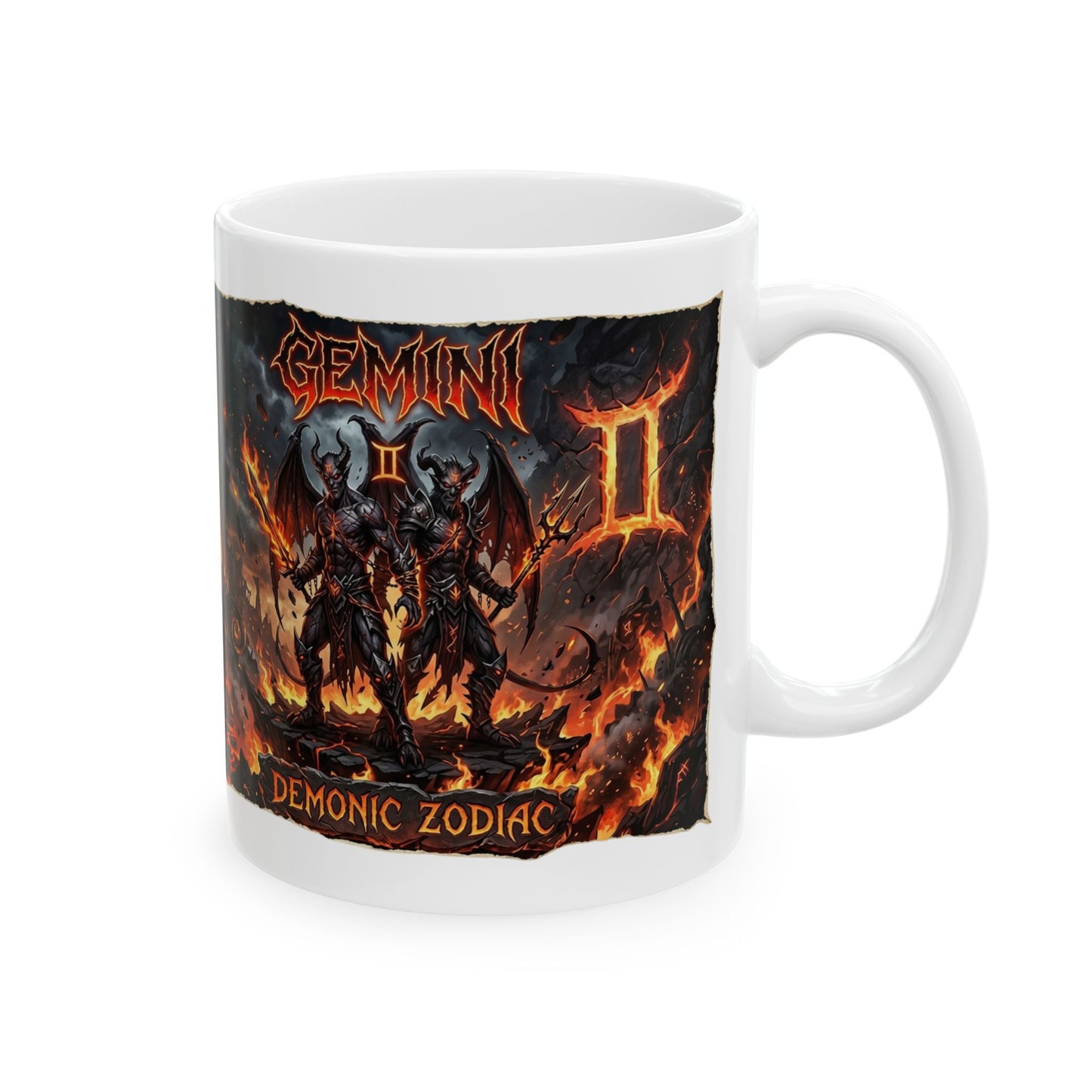 Zodiac Gemini Demons Ceramic Mug — Astrology Horoscope Coffee Cup
